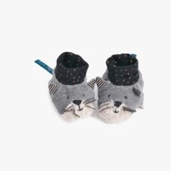 Moulin Roty Chaussons Chat Gris Clair Fernand -Moulin Roty 666010 2 gris