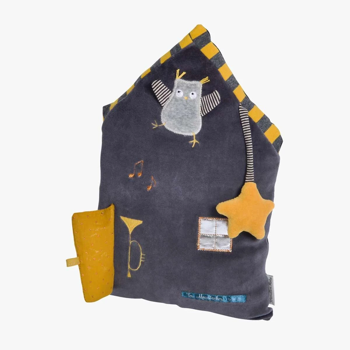 Moulin Roty Coussin D'activités Maison Grise 3 Moulin Roty Coussin D'activités Maison Grise