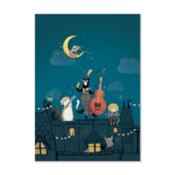 Moulin Roty Affiche Nuit Sur Les Toits 50x70cm