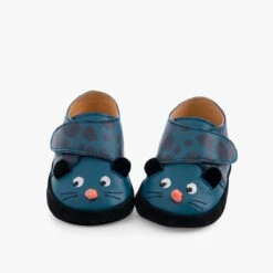 Moulin Roty Chaussons Cuir Panthère Bleu -Moulin Roty 668520 3 gris 4