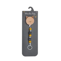 Moulin Roty Attache-tétine Bois Et Silicone Chat