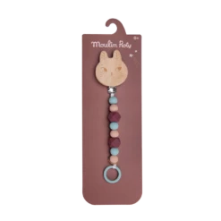 Moulin Roty Attache-tétine Bois Et Silicone Lapin
