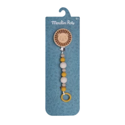 Moulin Roty Attache-tétine Bois Et Silicone Lion