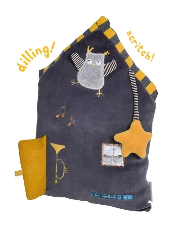 Moulin Roty Coussin D'activités Maison Grise 4 Moulin Roty Coussin D'activités Maison Grise – Image 2