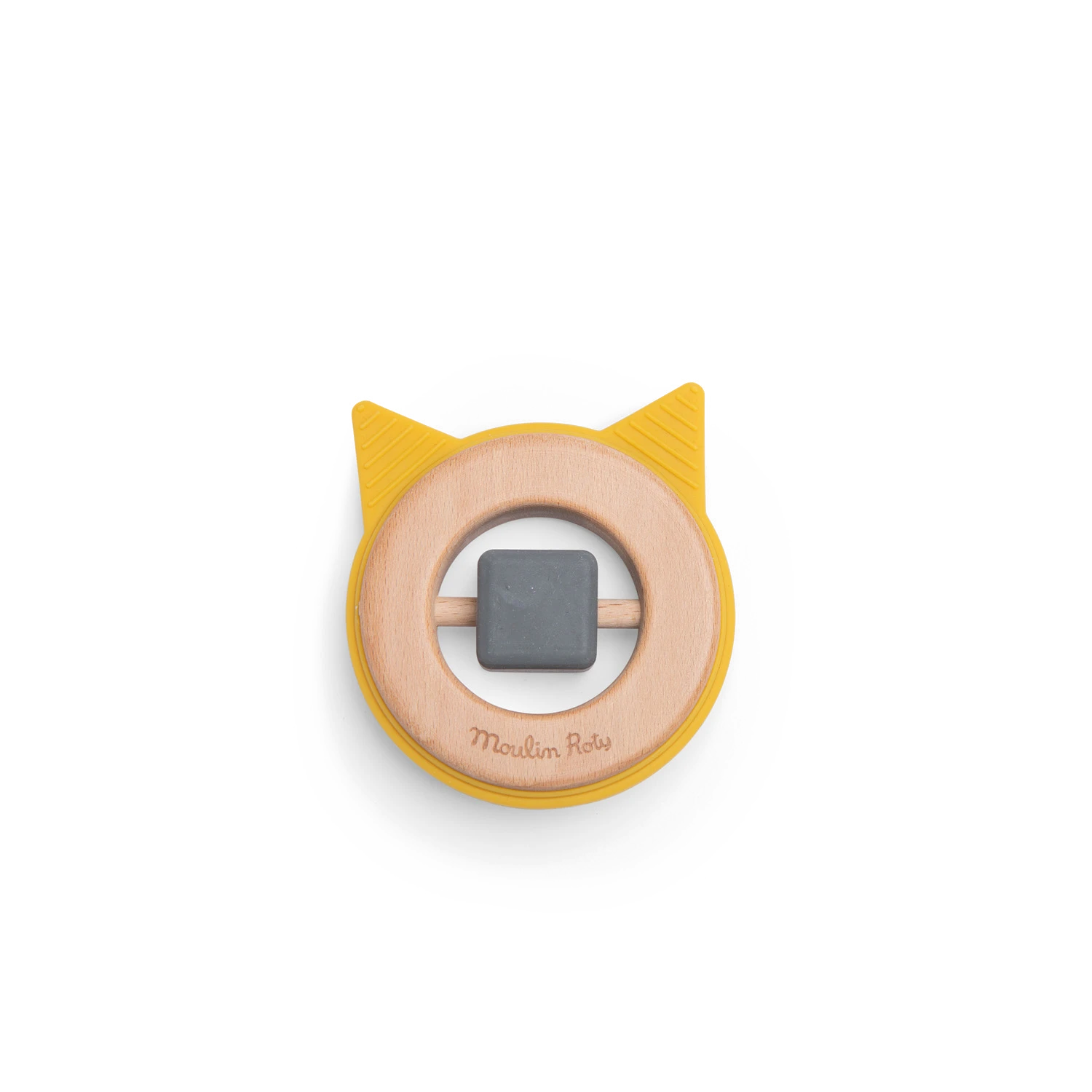 Moulin Roty Hochet Anneau De Dentition Bois Et Silicone Chat – Image 3