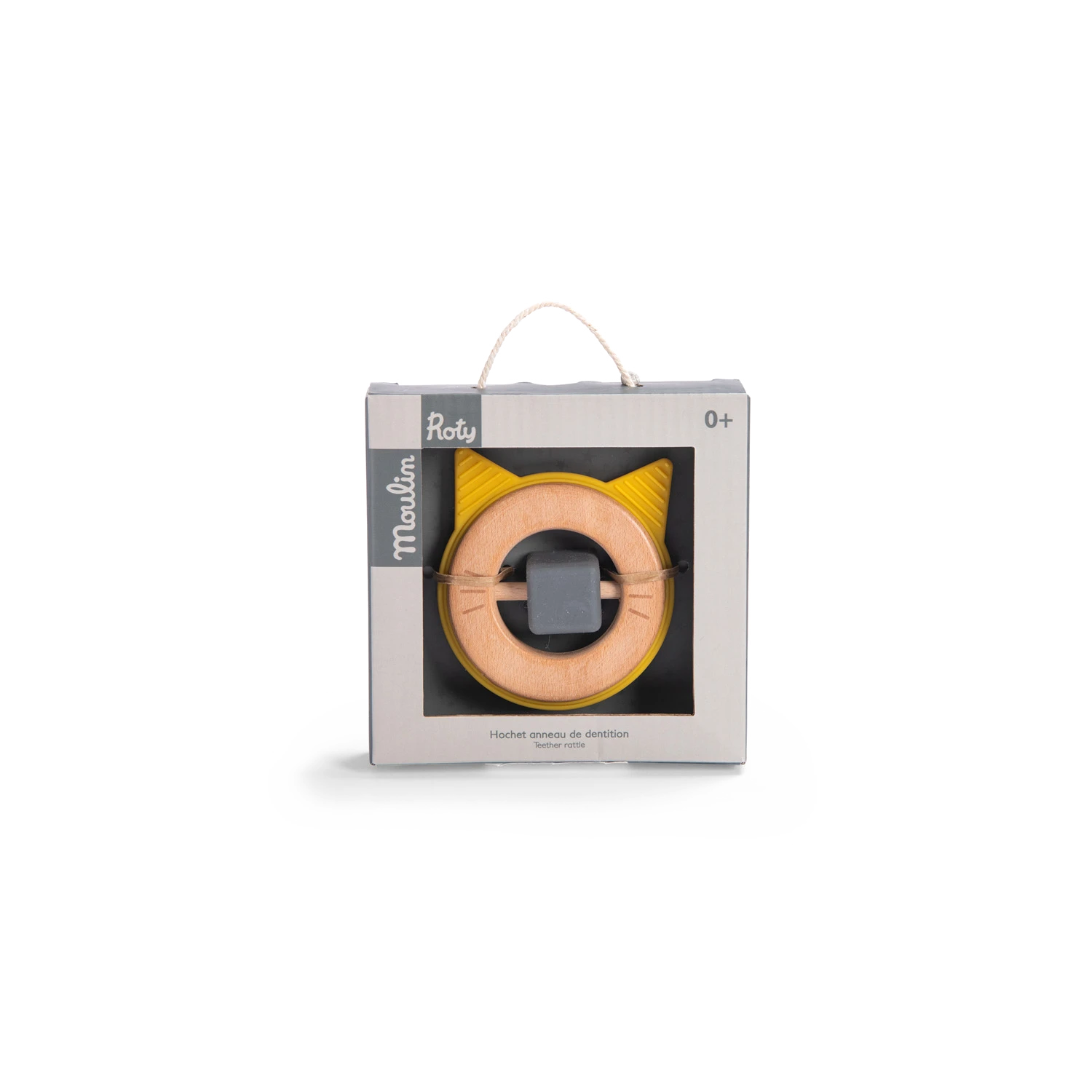 Moulin Roty Hochet Anneau De Dentition Bois Et Silicone Chat