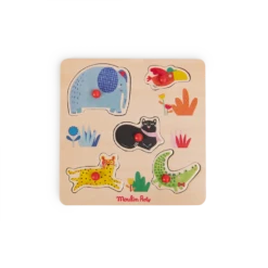 Moulin Roty Puzzle Encastrable En Bois 5 Animaux