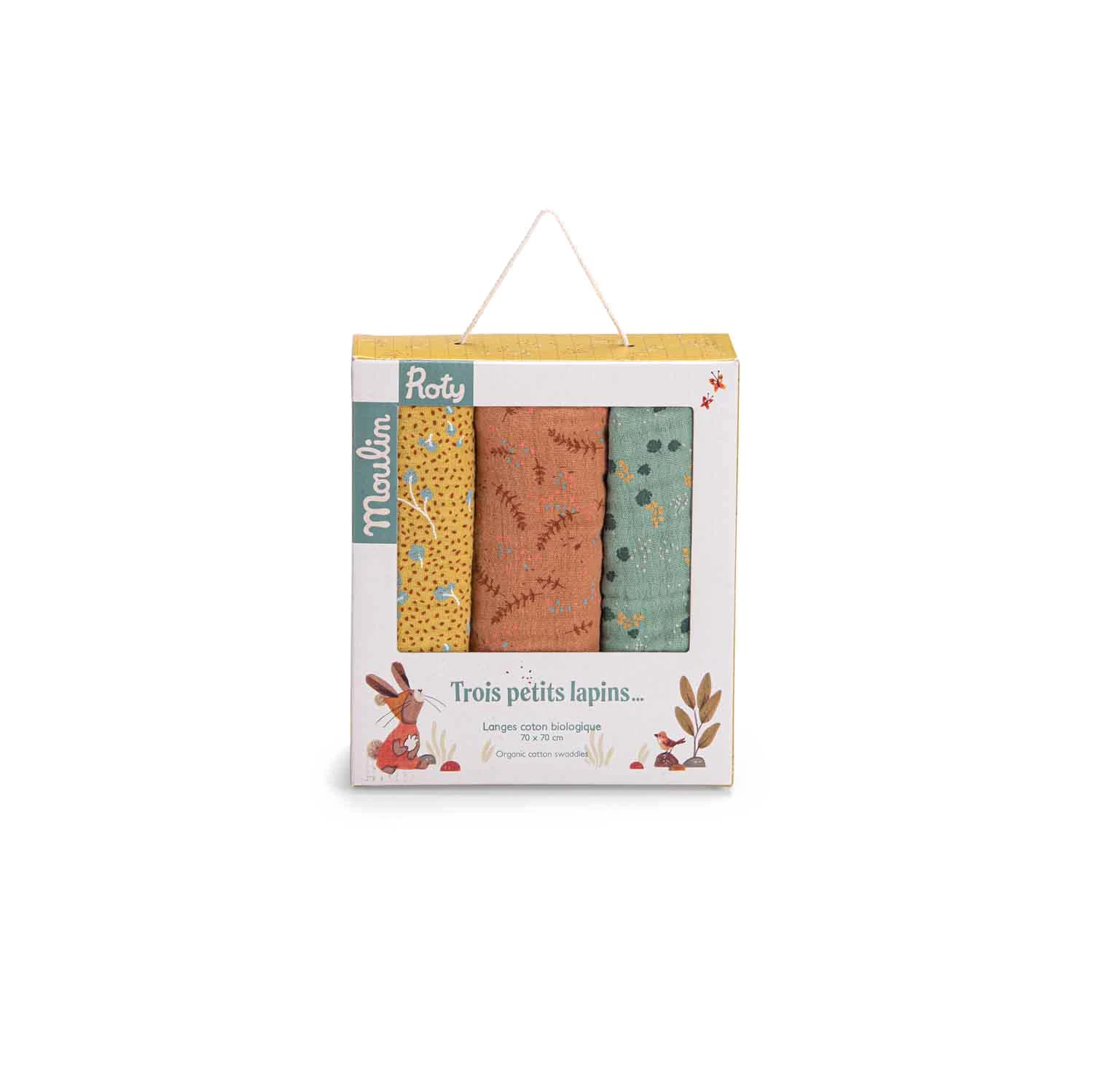 Moulin Roty Set De 3 Langes Imprimés (sauge/argile/ocre) 5 Moulin Roty Set De 3 Langes Imprimés (sauge/argile/ocre) – Image 3