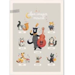 Moulin Roty Affiche Imagier Musical Les Moustaches (50 X 70 Cm)