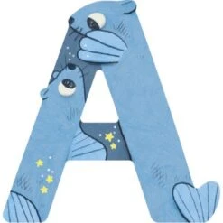 Moulin Roty Lettre A En Bois Otarie Bleue