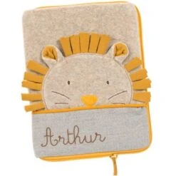 Moulin Roty Protège Carnet De Santé Crème Paprika Le Lion (personnalisable)