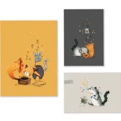 Moulin Roty Set De 3 Affiches Les Moustaches